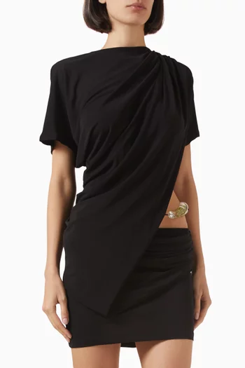 Encased Resin Draped Mini Dress in Jersey