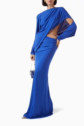 Encased Resin Draped Maxi Dress in Jersey
