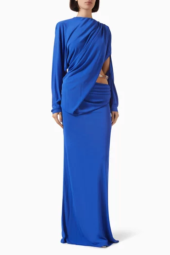 Encased Resin Draped Maxi Dress in Jersey