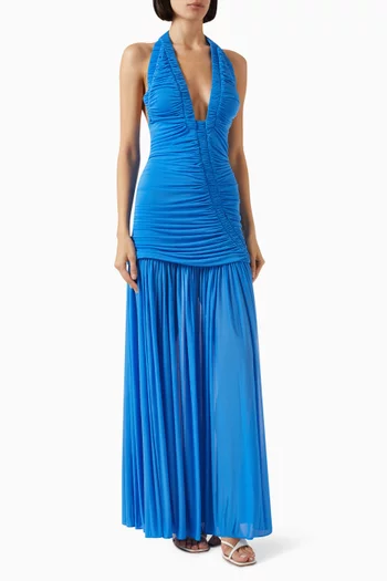 Orion Pleated Gown in Rayon-blend
