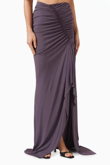 Shibari Ruched Maxi Skirt in Jersey
