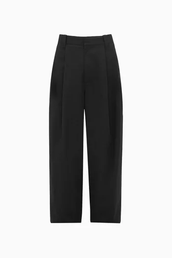 Wide-leg Pants in Dry Mouline Wool