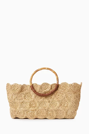 Scalloped Tote Bag in Toquilla Straw