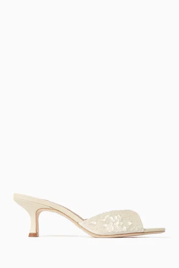 Brigitte 55 Sequinned Sandals in Leather