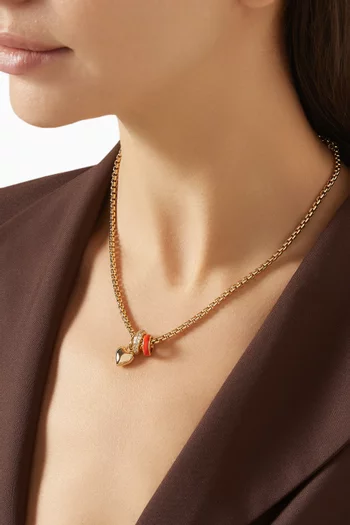 The Box Chain Charm Necklace in Gold-plated Brass