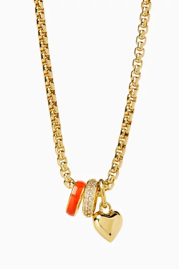 The Box Chain Charm Necklace in Gold-plated Brass
