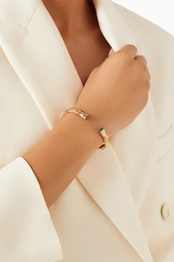 سوار بامبو مرصع بملاكيت معدن مطلي بلون ذهبي