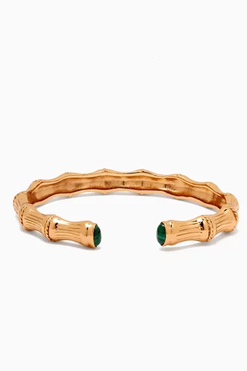 سوار بامبو مرصع بملاكيت معدن مطلي بلون ذهبي