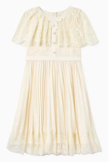 Pleated Cape Dress in Lace