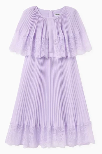Pleated Cape Dress in Chiffon