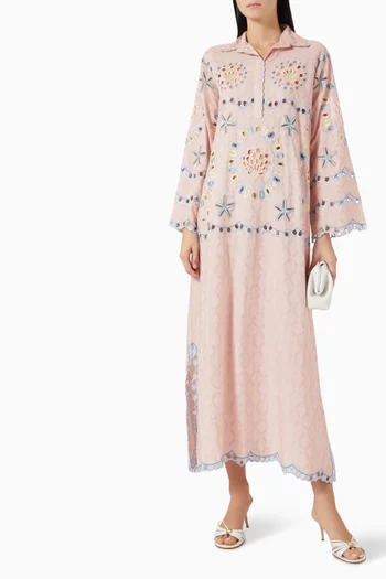 Embroidered Kaftan in Cotton