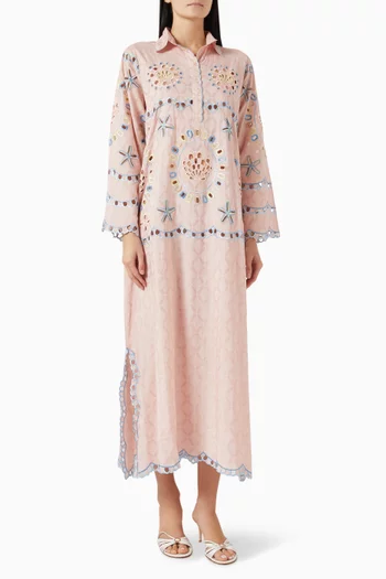 Embroidered Kaftan in Cotton