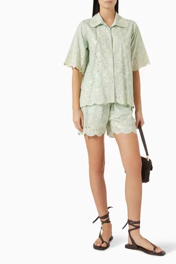 Embroidered Top & Shorts Co-ord Set in Cotton