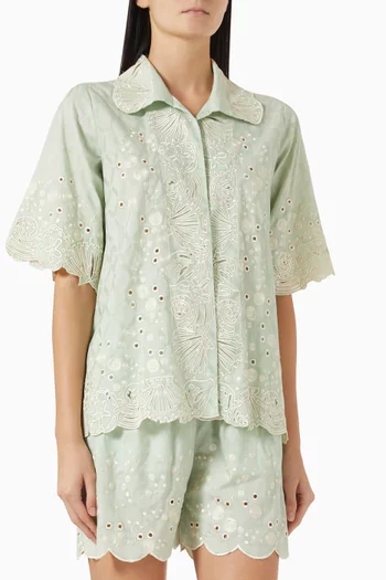 Embroidered Top & Shorts Co-ord Set in Cotton
