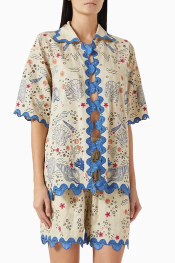 Embroidered Top & Shorts Co-ord Set in Cotton