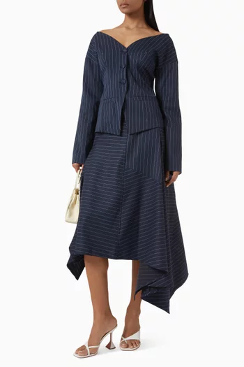 Pinstripe Off-shoulder Blazer