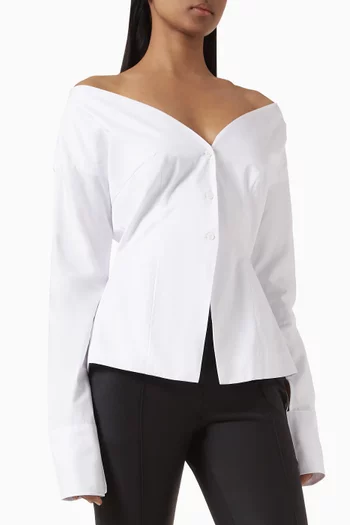 Off-shoulder Shirt in Cotton Poplin