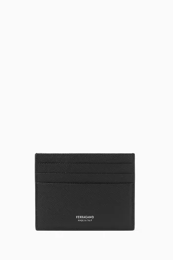 Micro Gancini Card Holder in Leather