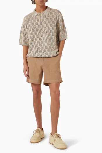 Cable Lace Polo Shirt in Cotton
