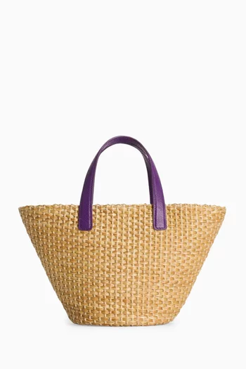 Majolica-print Coffa Bag in Raffia