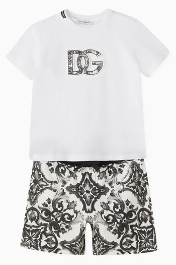 Majolica Print Shorts in Cotton Jersey