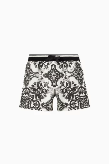 Majolica Print Shorts in Cotton Jersey