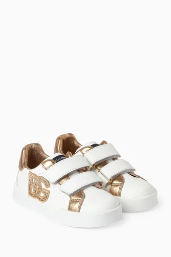 Double-strap Logo Sneakers in Calfskin