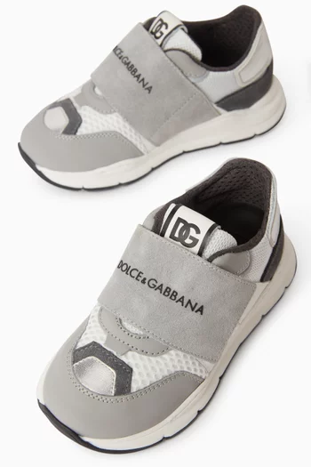 Two-tone Logo Sneakers in Mesh & Suede