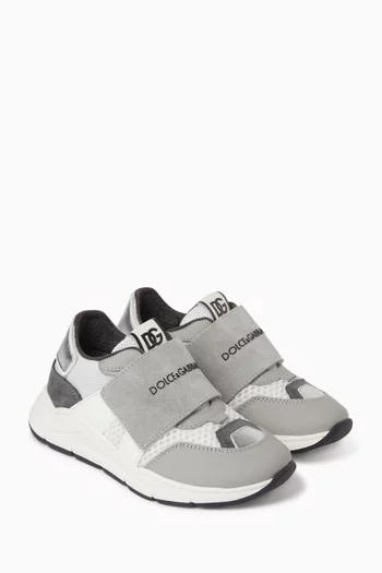 Two-tone Logo Sneakers in Mesh & Suede
