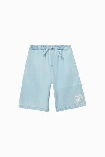 Logo Embroidered Shorts in Denim