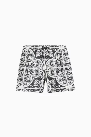 Majolica-print Swim Shorts in Nylon