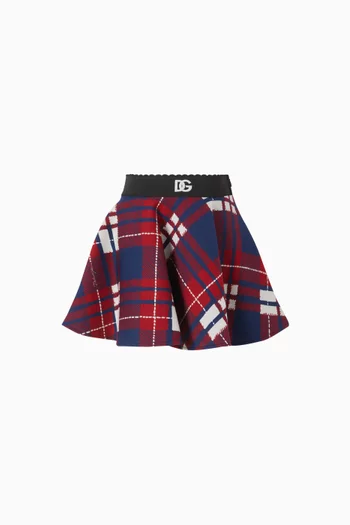 Check Skirt in Cotton-blend