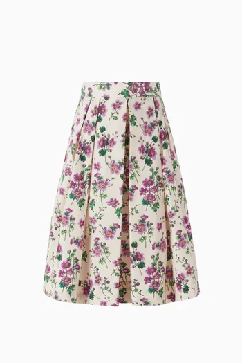 Floral-print Pleated Skirt