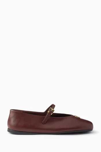 Triangle Logo Ballerina Flats in Nappa Leather