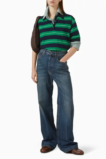 Striped Polo Shirt in Cotton-knit