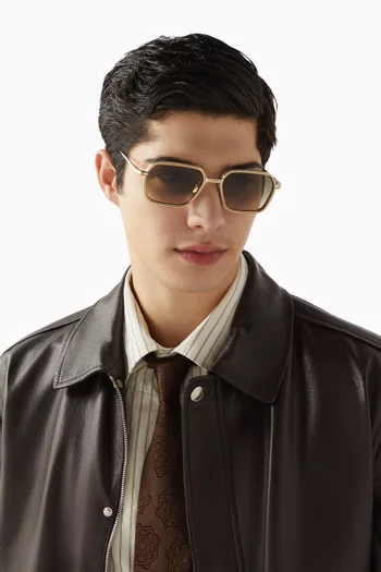 Admiral Rectangular Sunglasses in Titanium