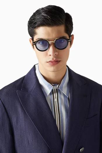 Delage Round-frame Sunglasses in Titanium