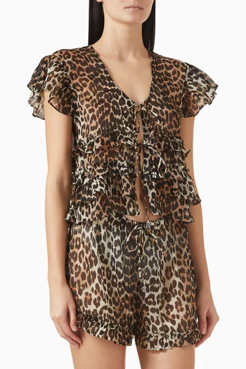 Leopard-print Tie Top in Chiffon