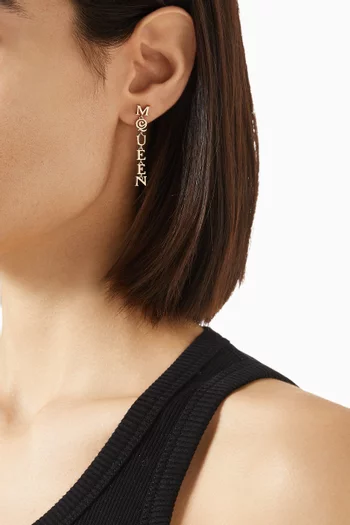 Logo Earrings in Gold-tone Brass