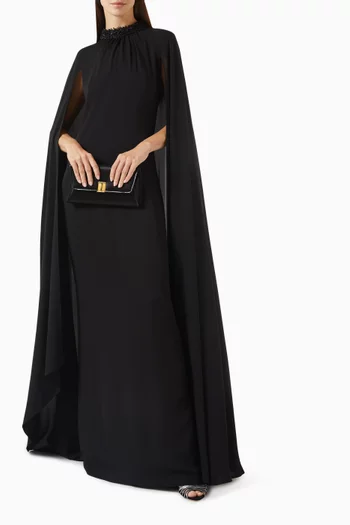 Embellished Cape Gown