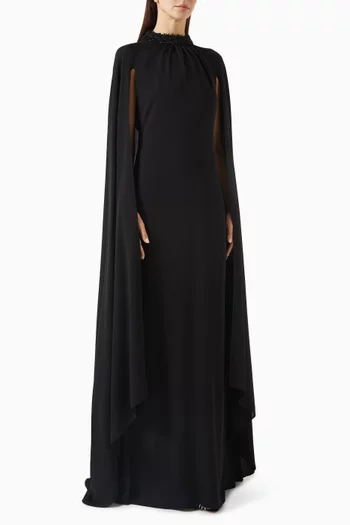 Embellished Cape Gown