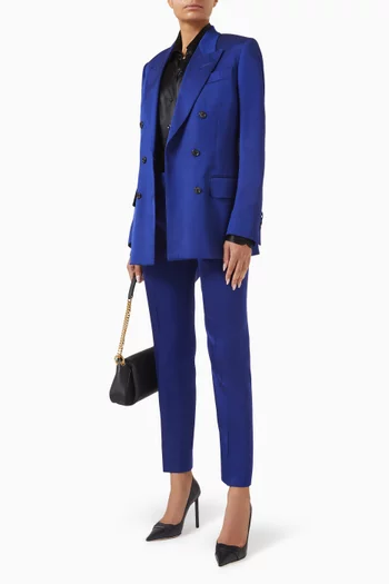 Double-breasted Blazer in Silk & Wool Twill