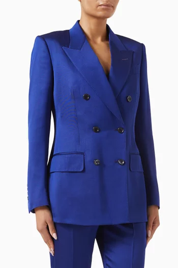 Double-breasted Blazer in Silk & Wool Twill