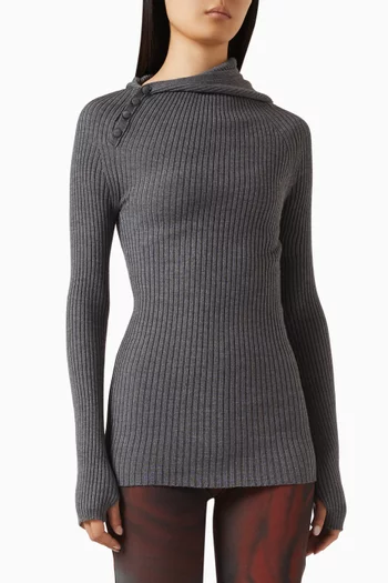 Asymmetric Rib-knit Sweater