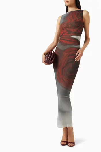 Blurry Roses Dress in Mesh