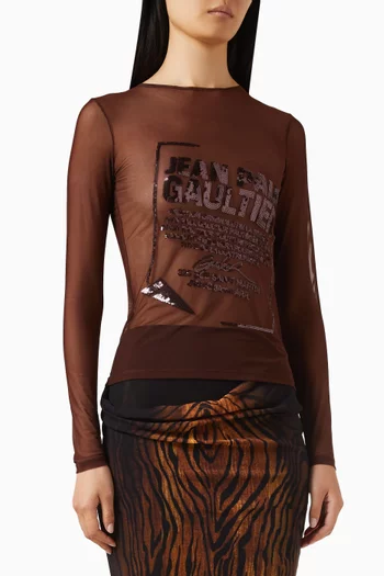 Embellished Sheer Top in Mesh