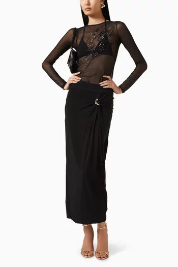 Ring Midi Skirt in Viscose Blend