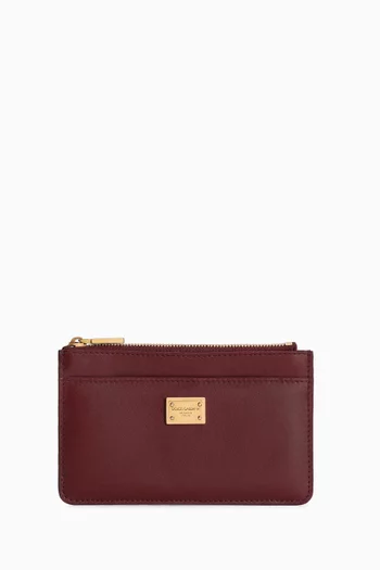 حافظة بطاقات بحلية شعار DG جلد عجل