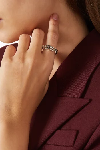 Logo Ring in Silver-tone Brass