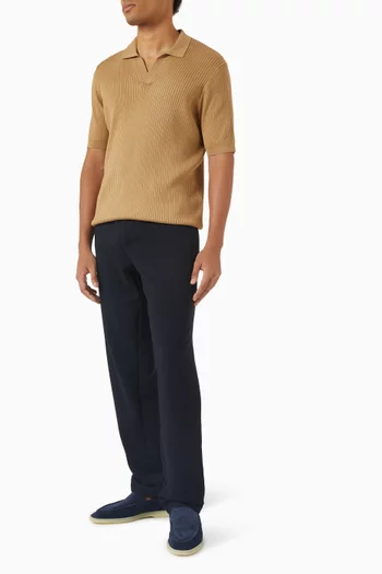 Fine Rib Polo Shirt in Silk-blend